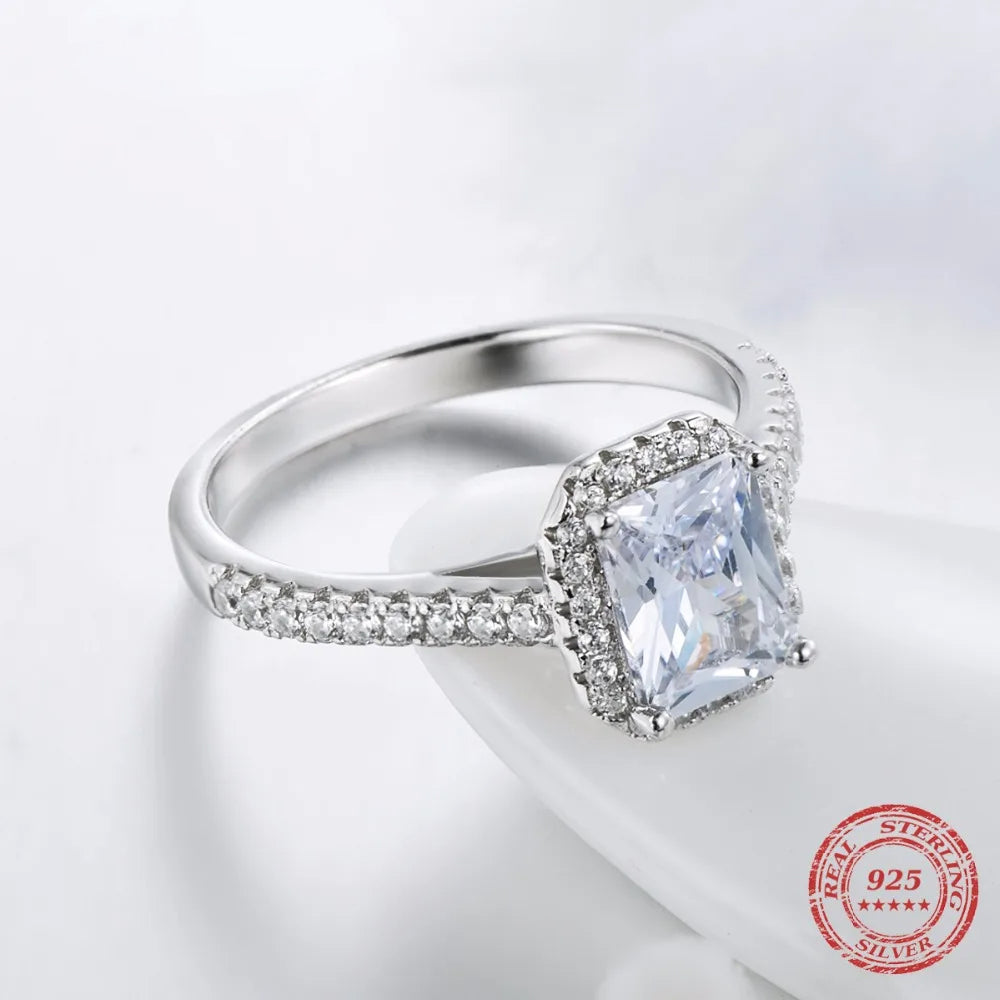 Solid 925 Silver Vintage Ring – AAAAA Zircon, Wedding & Engagement