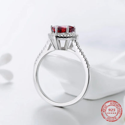 925 Sterling Silver Red Heart CZ Ring