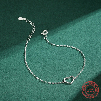 Timeless Charm 925 Sterling Silver Heart Link Bracelet