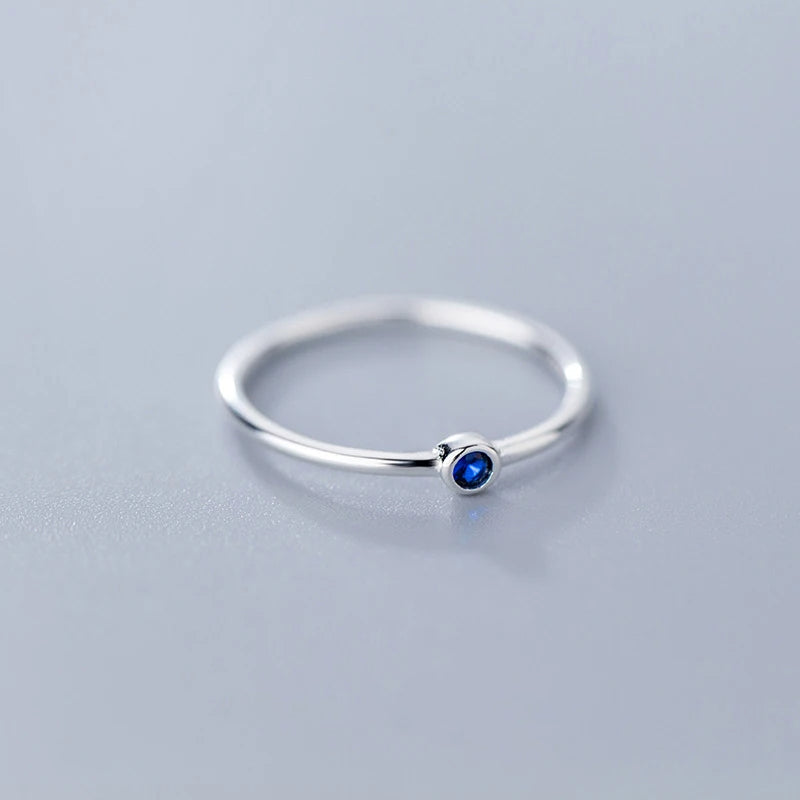 Sterling Silver Navy Blue Crystal Ring