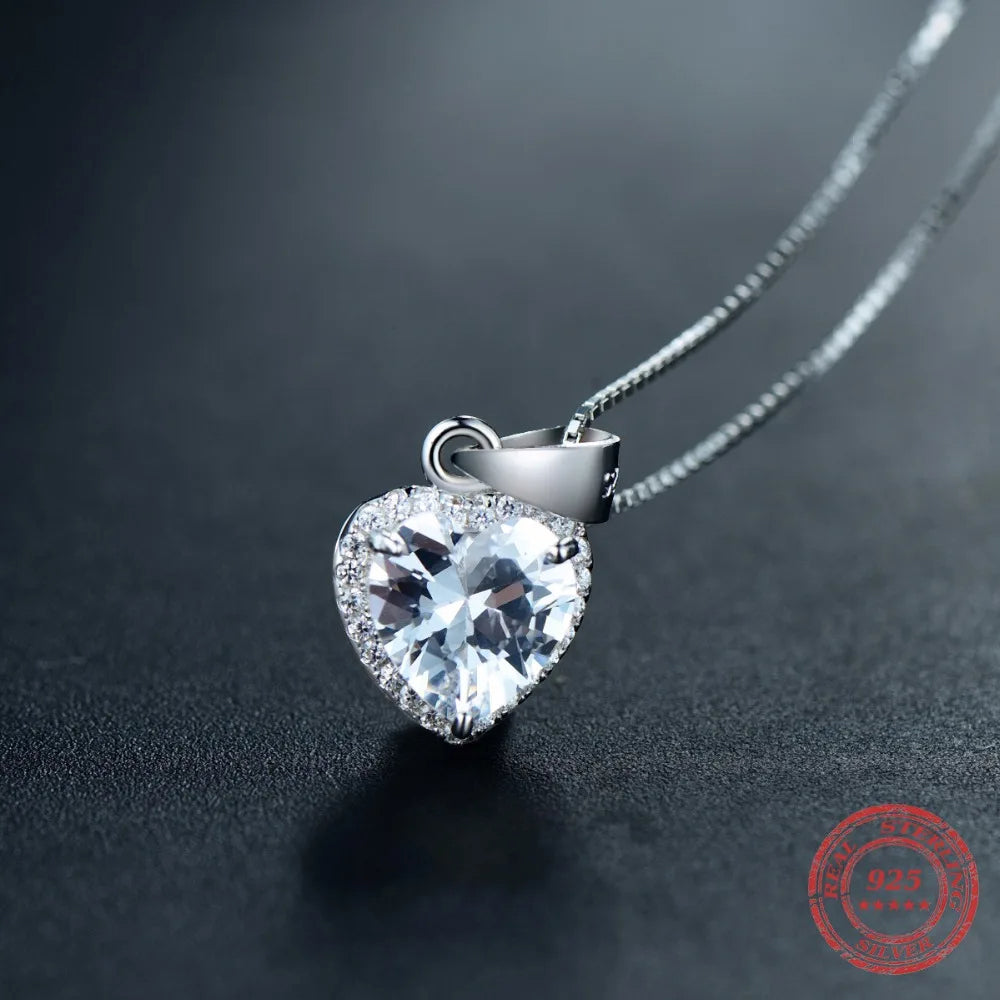 925 Sterling Silver Heart Pendant Necklace