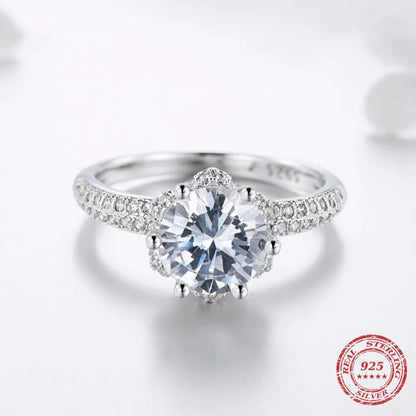 Elegant 925 Sterling Silver Classic CZ Wedding Ring