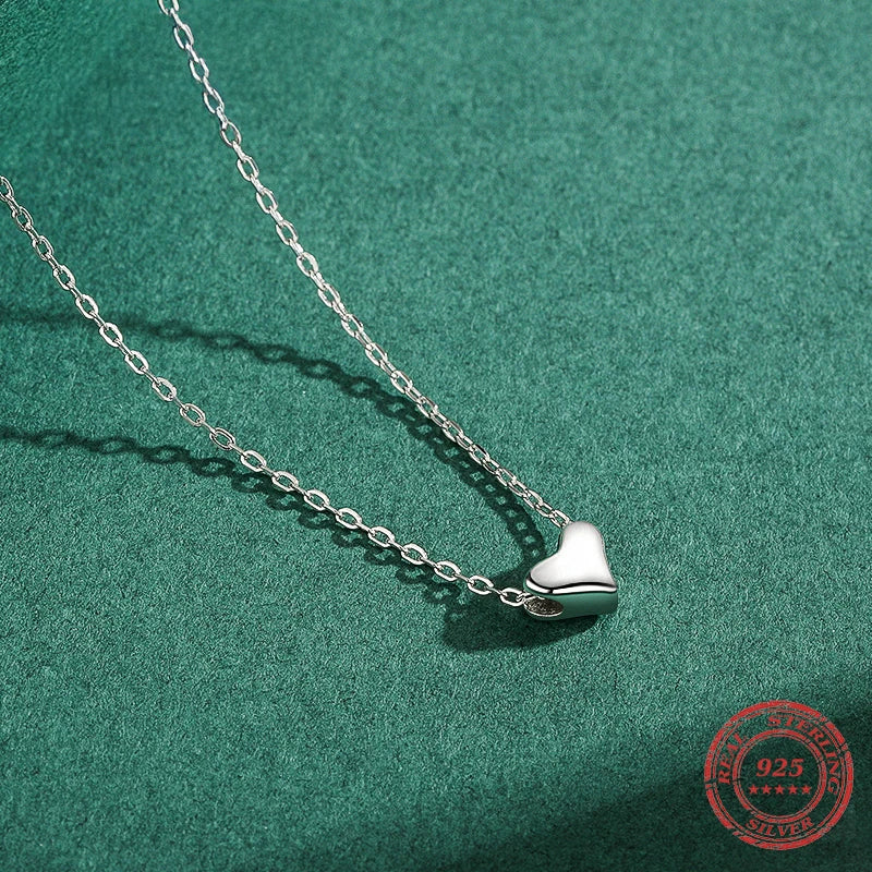 Sterling Silver Minimalist Heart Pendant Necklace