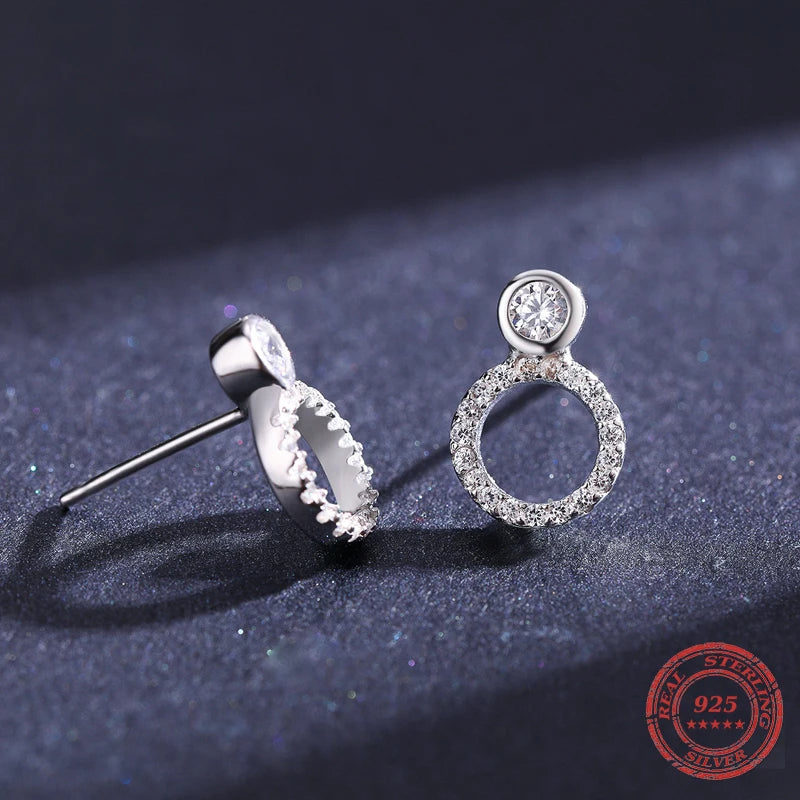 Stud earrings silver color clean round silhouette