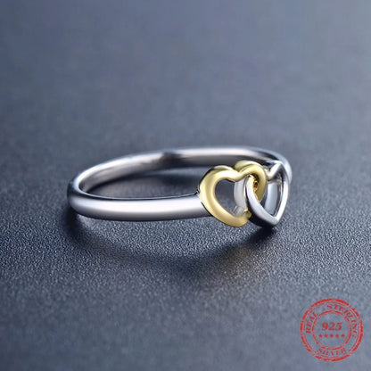 Lover’s Embrace Double Heart Sterling Silver Ring