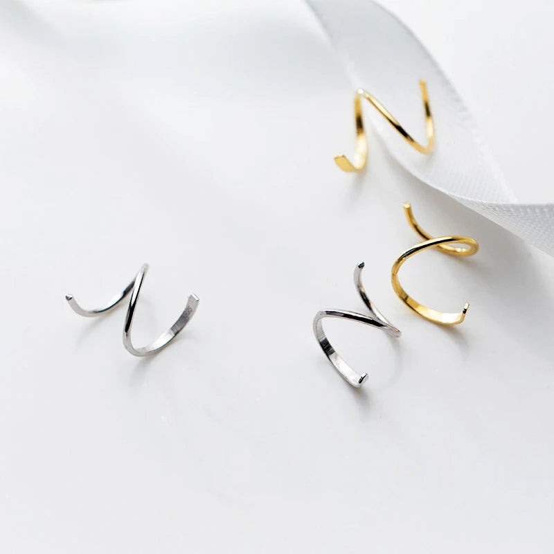 Gold-Toned Minimalist Spiral Hoop Earrings