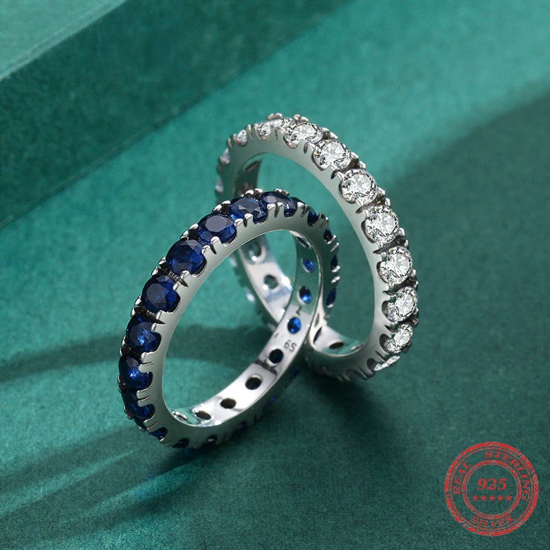 Radiant Blue Zirconia Sterling Silver Stackable Ring