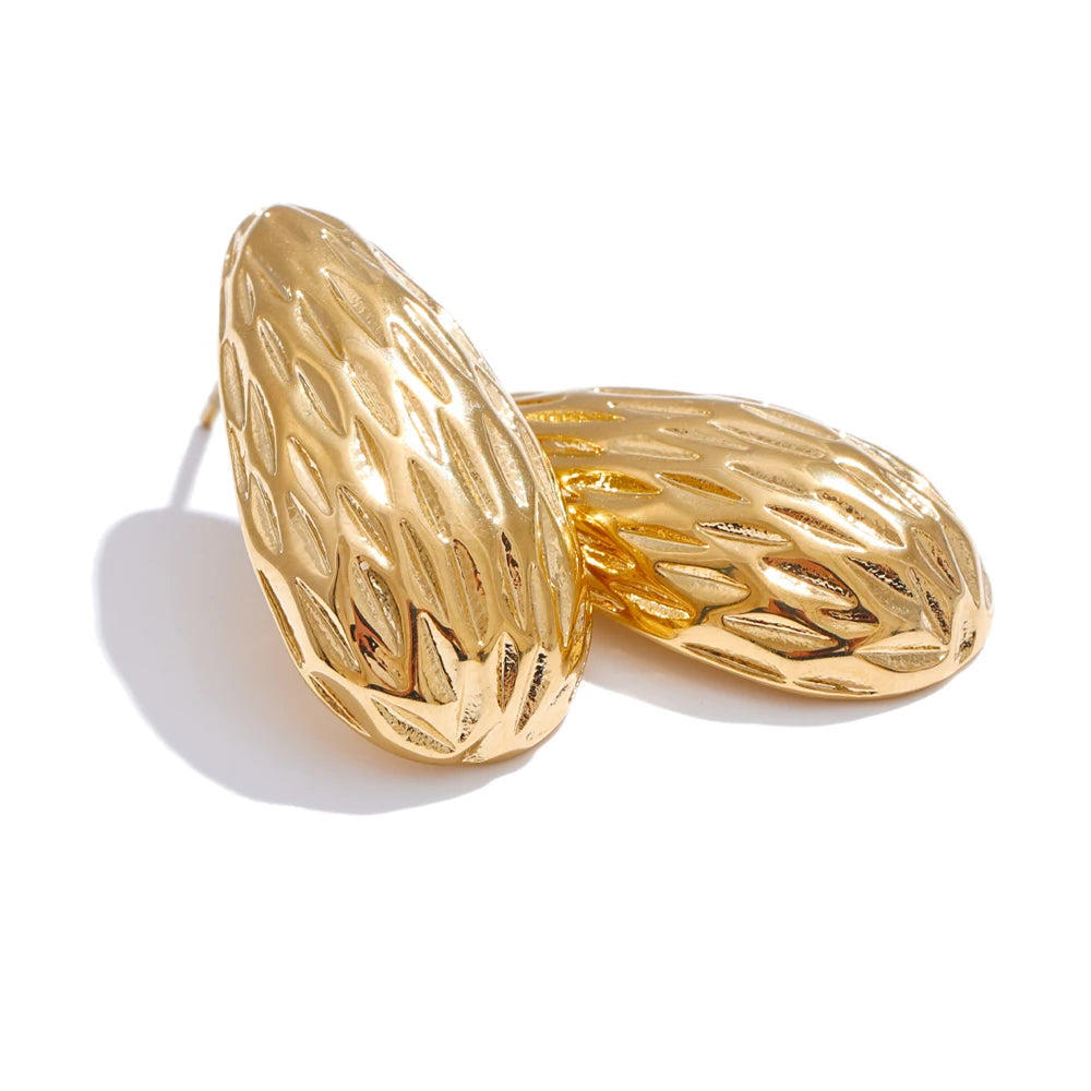 Vintage geometric stud earrings with polished gold plated shine