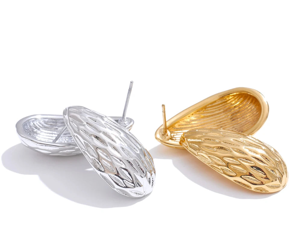 Lightweight gold plated stud earrings with modern appeal