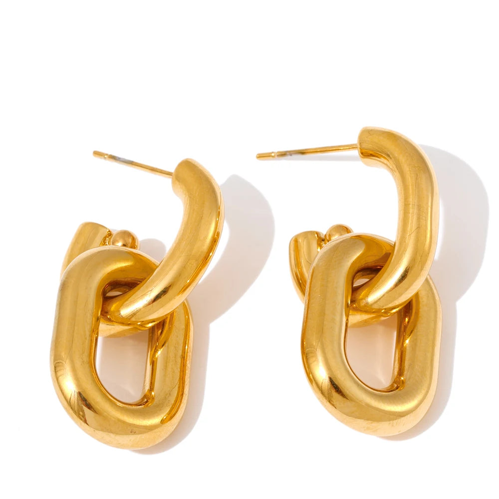 Drop earrings gold tone in stainless steel for statement styling