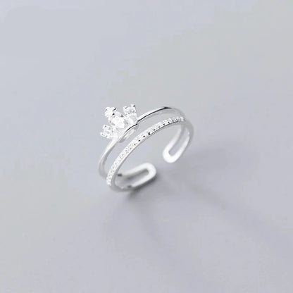 Crown Radiance Sterling Silver Adjustable Wedding Ring