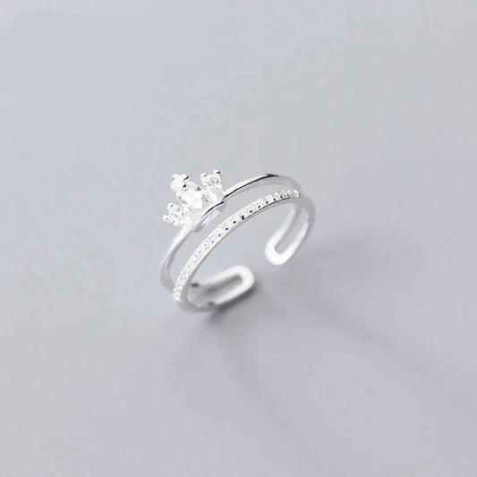 Crown Radiance Sterling Silver Adjustable Wedding Ring