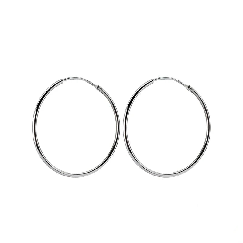 Sterling silver hoops earrings in classic silver color