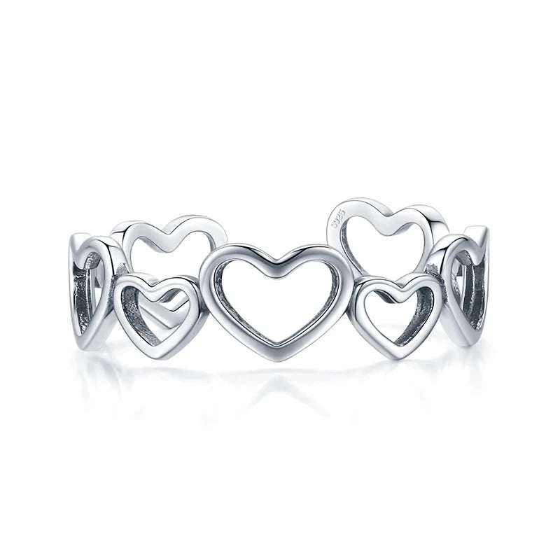 Sterling Silver Adjustable Heart-to-Heart Ring