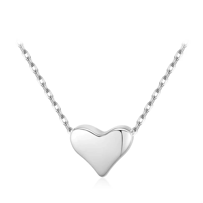 Sterling Silver Minimalist Heart Pendant Necklace