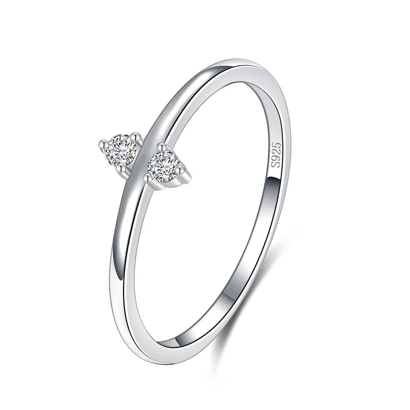 Minimal cubic zirconia ring with polished silver ring aesthetic