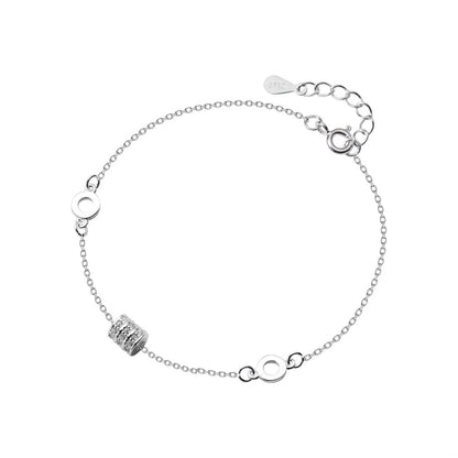 Sterling Silver Geometric Oval Link Bracelet/Anklet