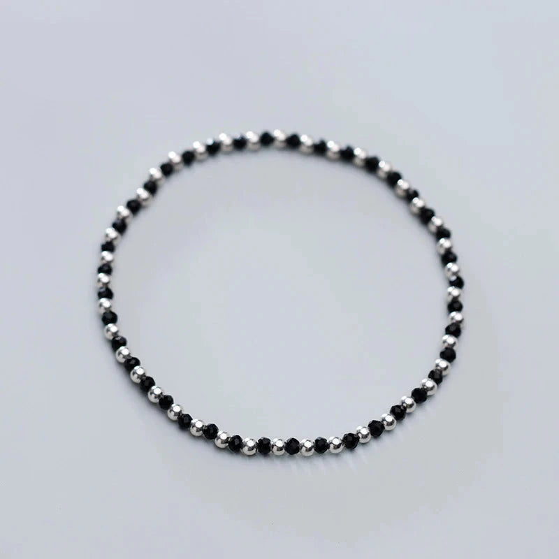 Sterling Silver Black Crystal Strand Bracelet