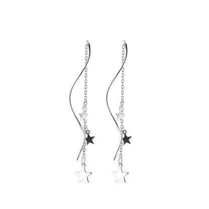 Swinging Star Line Drop Earrings