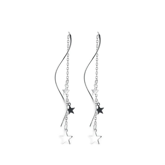 Swinging Star Line Drop Earrings