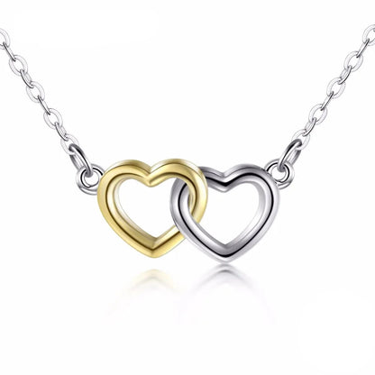 Sterling Silver Double Heart Pendant Necklace