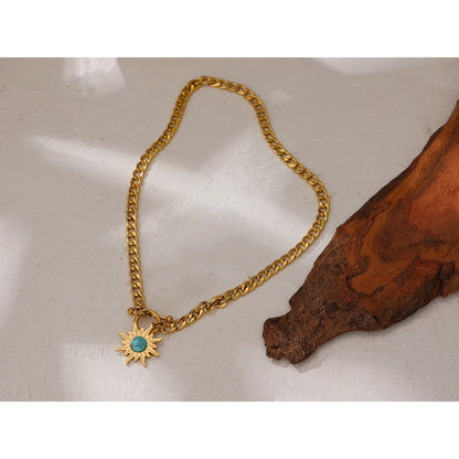 Exquisite Sunflower Pendant Necklace in 18K Gold