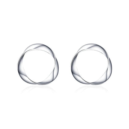 Sterling Silver Irregular Round Stud Earrings