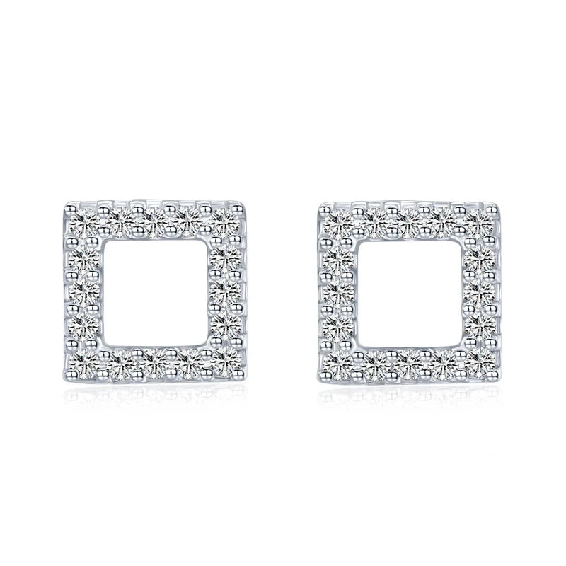 CZ silver earrings styled as women stud earrings in silver color