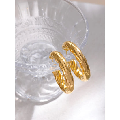 Golden Twisted Round Stud Earrings