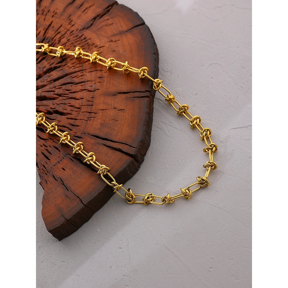 Stainless Steel Golden Chain Necklace & Bracelet Set