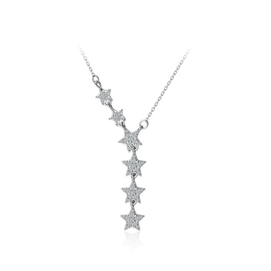 Sterling Silver Twinkle Star Y-Shape Necklace