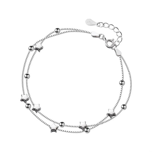 Sterling Silver Star and Ball Chain Bracelet