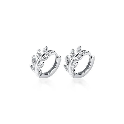 925 Sterling Silver Zircon Tree Branch Hoop Earrings