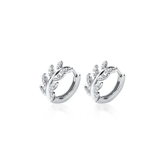 925 Sterling Silver Zircon Tree Branch Hoop Earrings