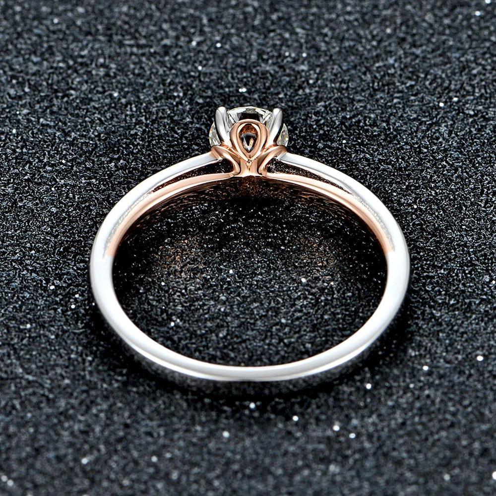 Round brilliant cut moissanite sterling silver ring statement