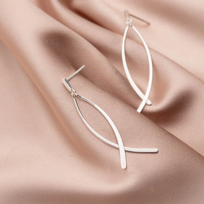 Geometric Cross Line Dangle Earrings