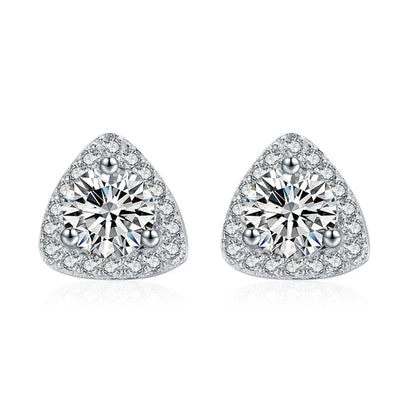 Sterling Silver Triangle CZ Stud Earrings