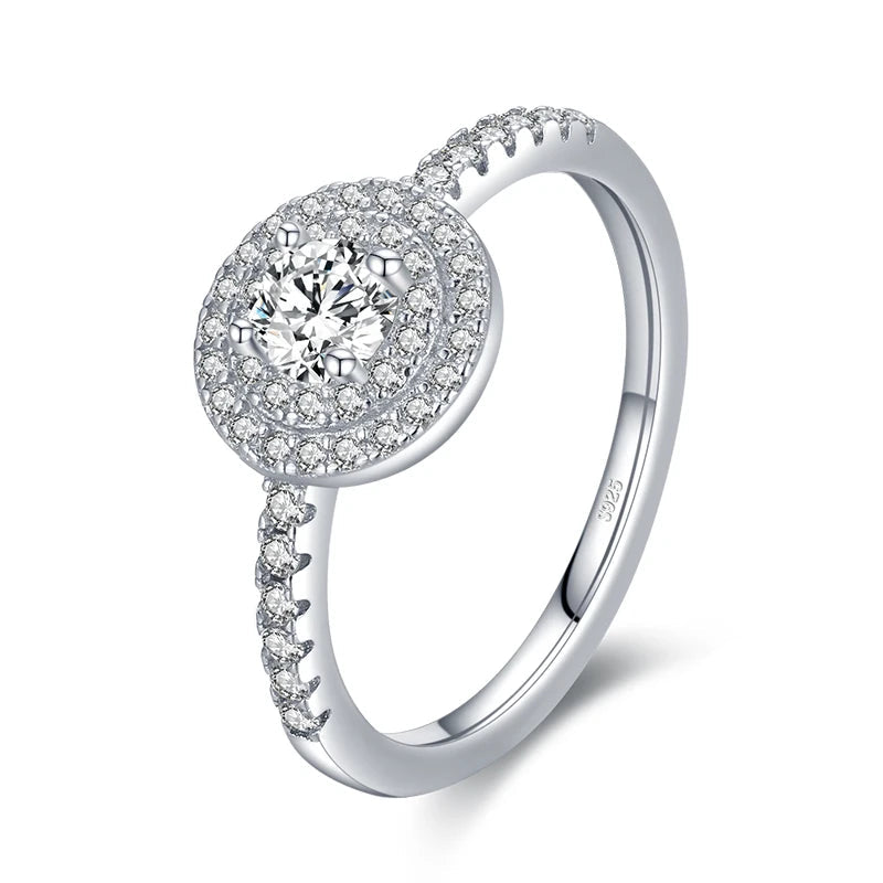 Round wedding rings profile showing a wedding ring with subtle cz rings sparkle