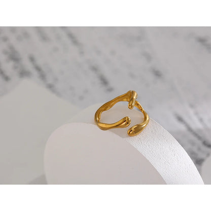 316L Stainless Steel 18K Gold Opening Ring