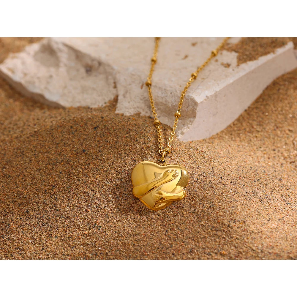 Heart Embrace Pendant Necklace for Women