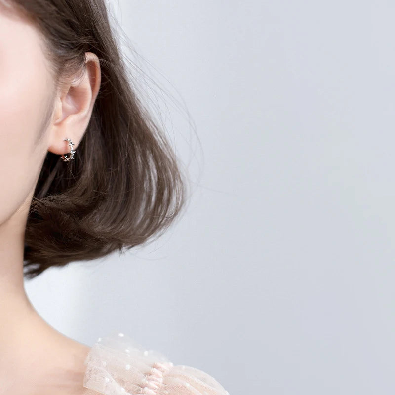 Silver hoop profile of earrings hoop earrings with smooth shine