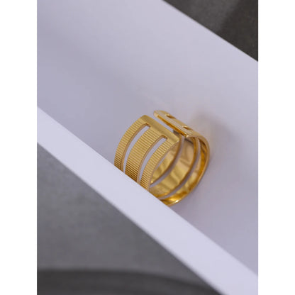 Geometric Opening Stainless Steel Ring