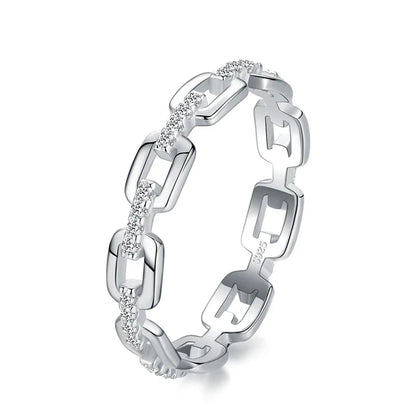 Sterling Silver Geometric CZ Stackable Ring