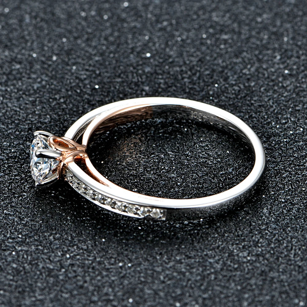 Sterling moissanite ring D-Color VVS1 brilliance on finger