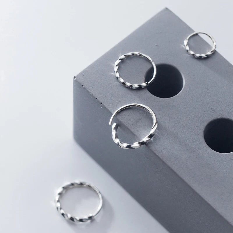 Minimalism twist hoop earrings sterling silver earrings for women