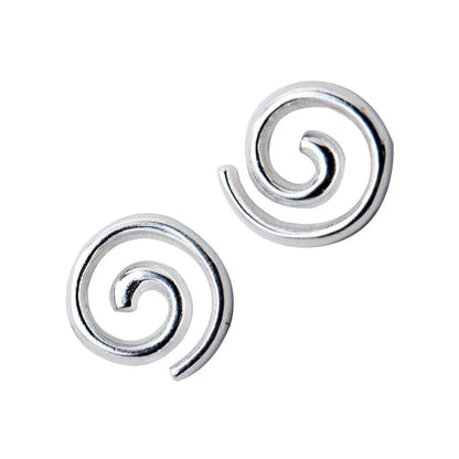 925 Silver Round Geometric Stud Earrings