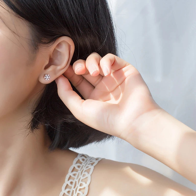 Sterling silver snowflake studs perfect for festive wear
