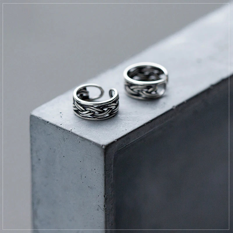 925 sterling silver clip earrings with vintage stripes