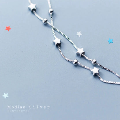 Sterling Silver Star and Ball Chain Bracelet