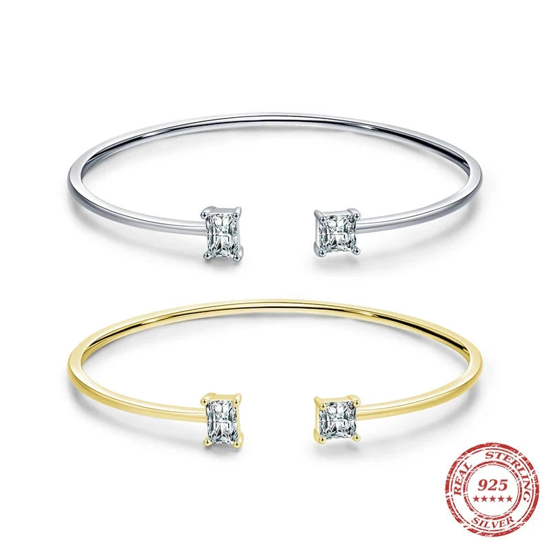 Asymmetric Sparkling Zircon Open Bangle